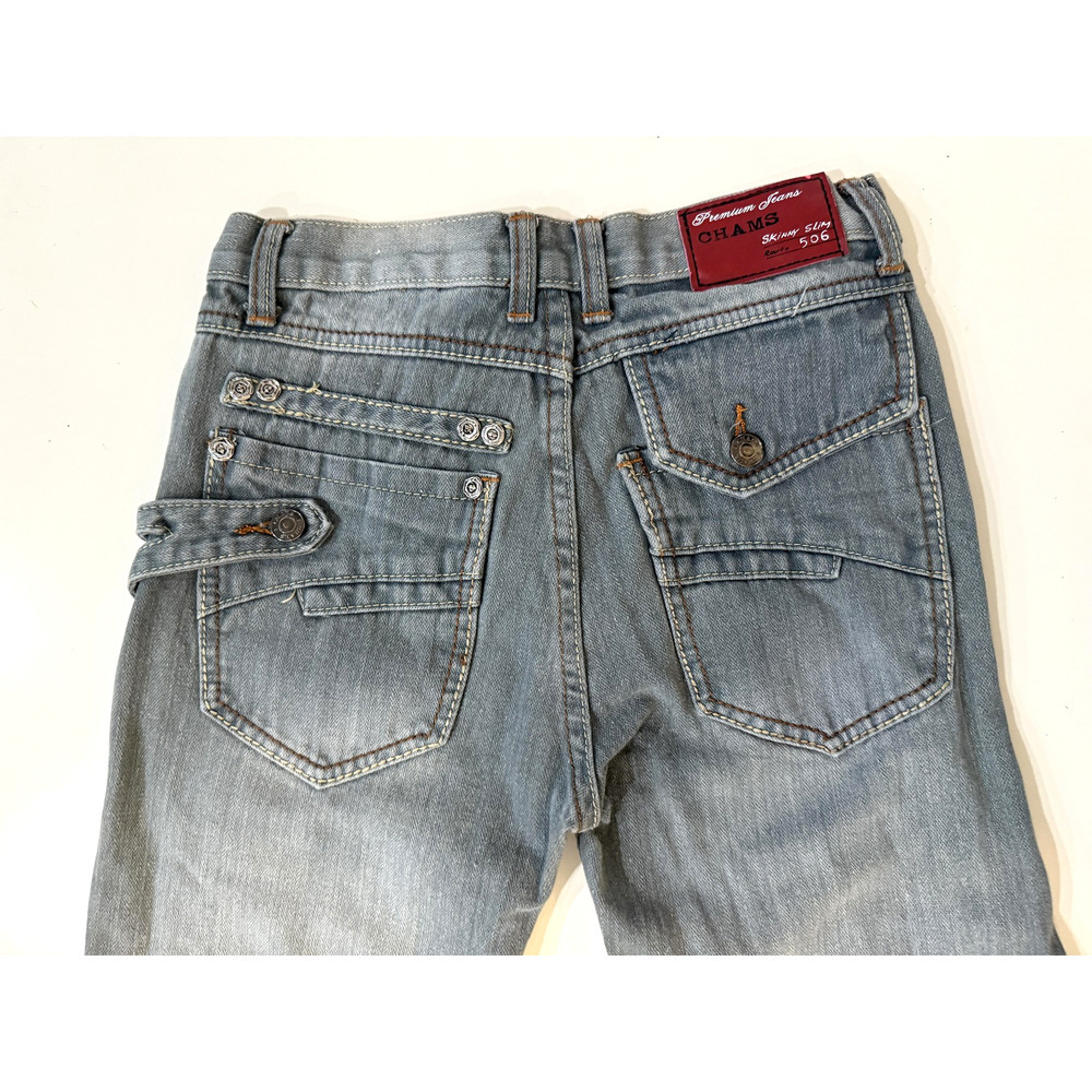 Chams 506 Y2K Jeans Mens 28x27 Light Wash Slim Cargo Back Hit Streetwear
